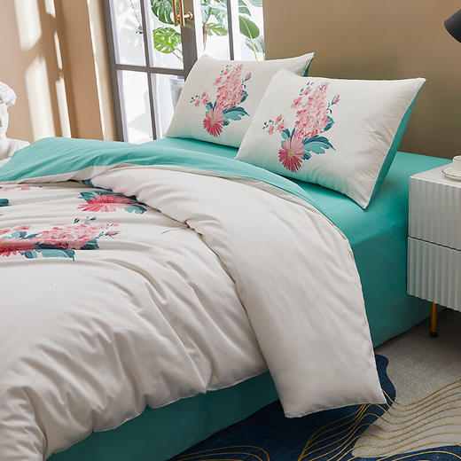 恒源祥家纺四件套60支全棉刺绣床上用品四季款 伊妮1.5/1.8米床通用 商品图6