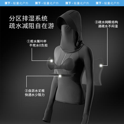 蕉下女士防晒速干bra-in两栖涉水服（长袖上衣）UD07624 商品图3