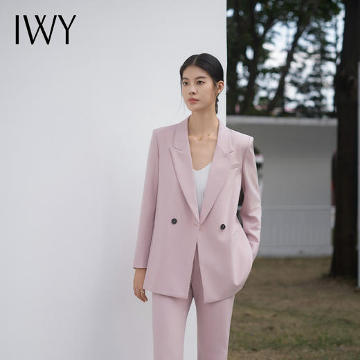 IWY/粉色西装套装宽松休闲西服新款高级女神范套装设计感通勤C13520+P33520 商品图1