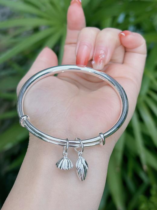 【十周年】爆款两世欢坠子999.9足银手镯成人款 送洗银水 商品图0