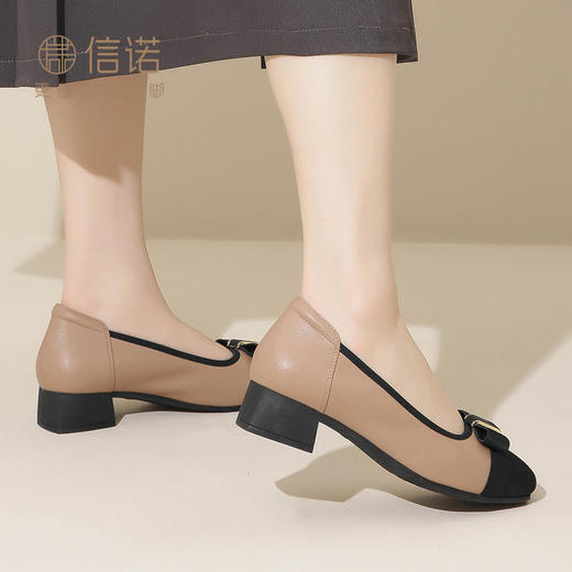信诺真皮单鞋2024新款春季中年女鞋小香风小皮鞋女士软底妈妈鞋子24C5009-7 商品图4