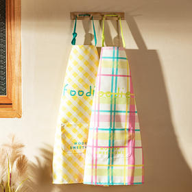 摩登主妇原创格纹围裙厨房家用2023款高颜值女防水防油污做饭罩衣