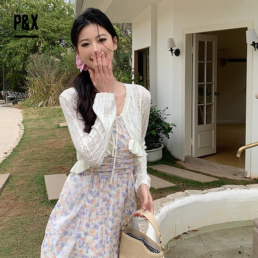 P&X设计师女装 连衣长裙碎花甜美套装长裙 824114825 花色 商品图2