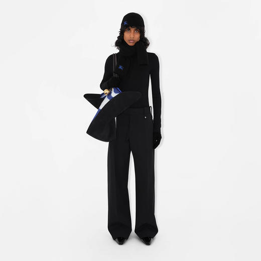 【一】BURBERRY 巴宝莉 男女通用马术骑士刺绣徽标罗纹针织羊绒帽 黑色 8078809 A1189 商品图3