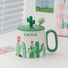 陶瓷马克杯清新仙人掌大容量带盖勺家用情侣早餐奶牛办公室咖啡杯 商品缩略图5
