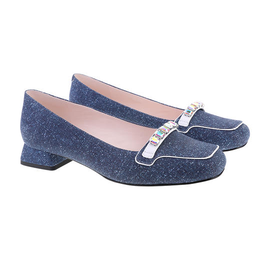 sheme进口牛仔羊皮搭配幻彩水晶休闲时尚女士单鞋可定制 商品图5