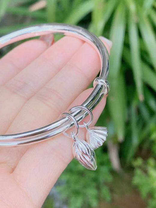 【十周年】爆款两世欢坠子999.9足银手镯成人款 送洗银水 商品图4