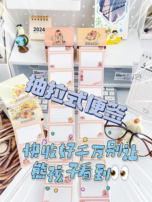 福利！买一送一【抽拉式便利贴】卡皮巴拉高颜值错题便签贴纸学生用全粘性索引标签贴 商品图2