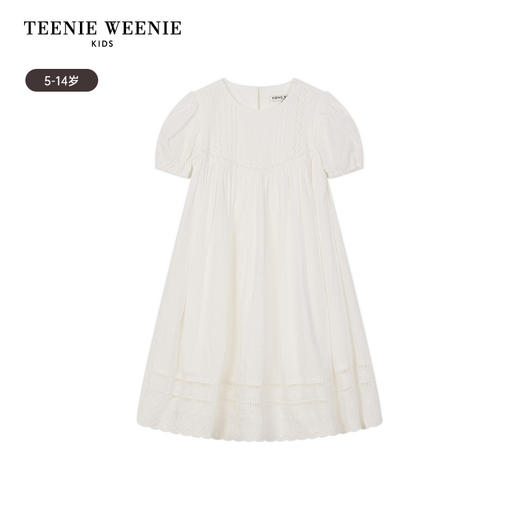 TeenieWeenie Kids小熊童装春夏女童全棉法式泡泡袖连衣裙TKOW246461N 商品图4