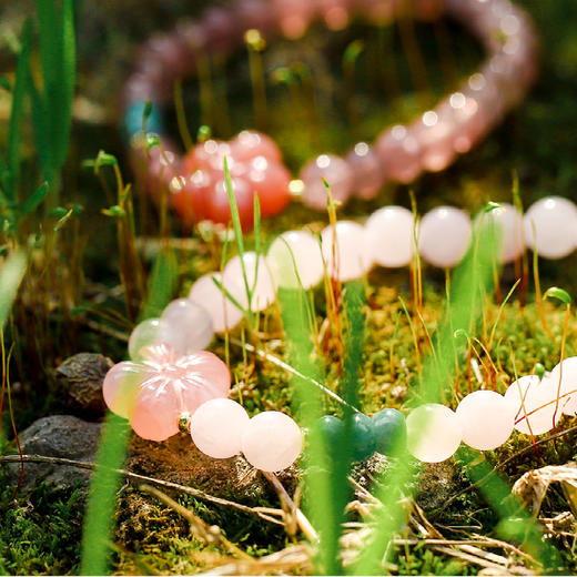 *自营*春花粉水晶草莓晶手串 | 材质可选。玛瑙翡翠配饰手串佛珠珠子文玩手链男女手链中式。 商品图1