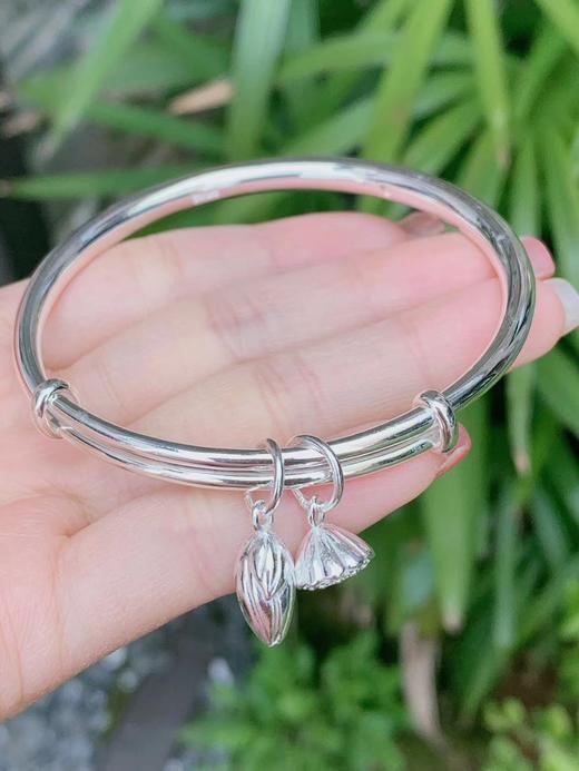 【十周年】爆款两世欢坠子999.9足银手镯成人款 送洗银水 商品图3