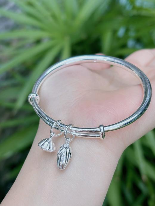 【十周年】爆款两世欢坠子999.9足银手镯成人款 送洗银水 商品图2