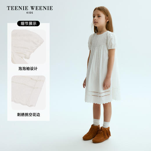 TeenieWeenie Kids小熊童装春夏女童全棉法式泡泡袖连衣裙TKOW246461N 商品图2