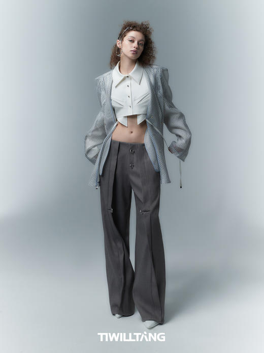 TIWILLTANG启世录“漫溯回隐”低腰呢西裤女春季宽松廓形休闲裤子 商品图3