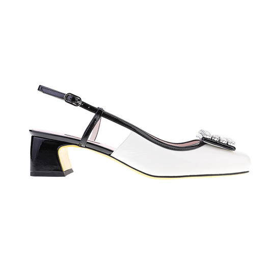 sheme进口皮料拼接搭配方牌水晶优雅时尚女士单鞋可定制 商品图6