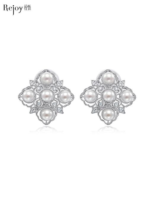 【天猫同款】悦甄 18K金Akoya珍珠钻石耳夹 洛可可 商品图0