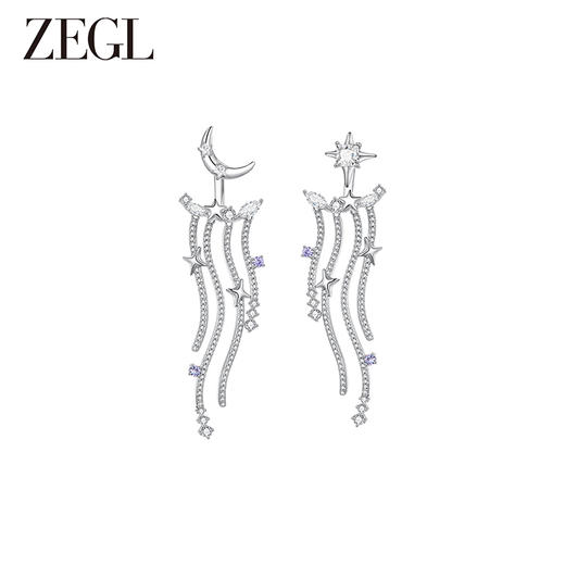 ZEGL设计师月映星河系列流苏耳环女2024新款月亮星星耳钉银针耳饰 商品图0