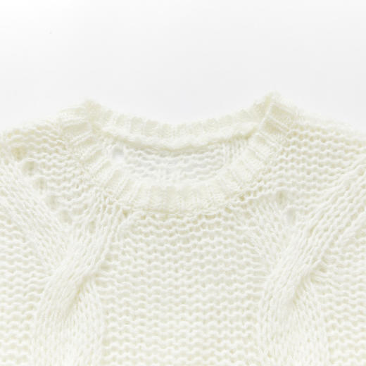 西遇日系麻花镂空慵懒风毛衣女新品软糯针织衫D0030257 商品图5