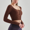 【精选】姐妹缘 螺纹系列运动健身上衣女款长袖瑜伽服 CX1504 袖口指套 固定罩杯设计 商品缩略图3