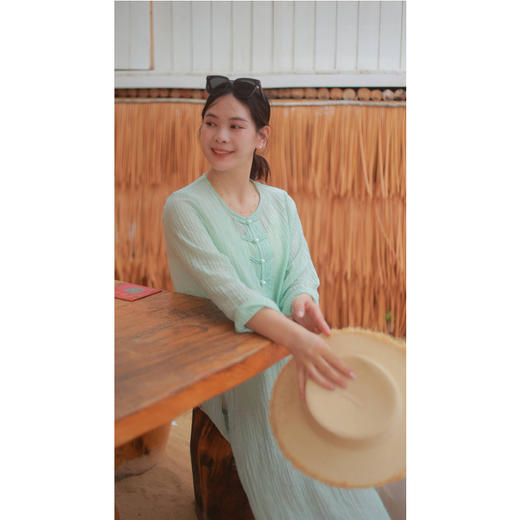 【线上专属】【陌上花系列】中式开襟连衣裙（24707270-天缥） 商品图3