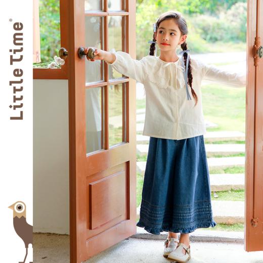 littletime女童宽松裤子2024春装新款阔腿裤裙裤春秋中大童牛仔裤 商品图3