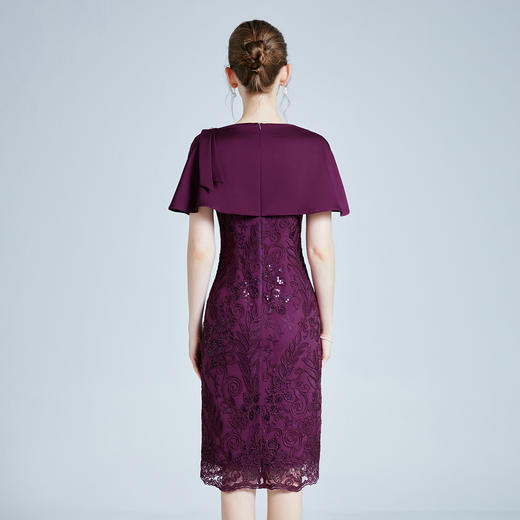 DNO4CA9046春夏新款网纱披肩连衣裙2024年大码婚宴喜婆婆妈妈装礼服 商品图3