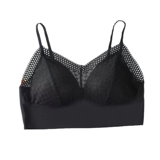 春夏【蕾丝美背性感 防滑薄款固定杯】防走光 裹胸冰丝拼接 一片式内衣 商品图4