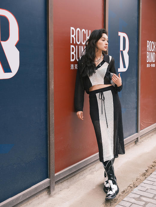 黑白拼接翻领上⾐ 商品图2