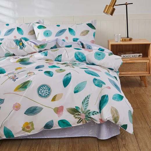 恒源祥全棉四件套床单被套枕套床上套件花卉四季款 落花潇潇200*230cm 商品图1