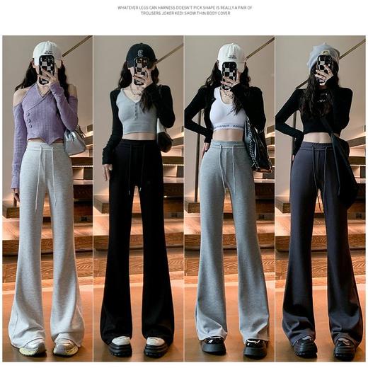 【微喇叭华棉运动裤】弹力松紧高腰设计 微喇脚口显腿直 穿着舒适无束缚 提臀显瘦 简约百搭款 商品图0