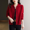 CC26-8026翻领毛衣女士短款外套春秋2024新款早春小外搭上衣针织开衫批发 商品缩略图1