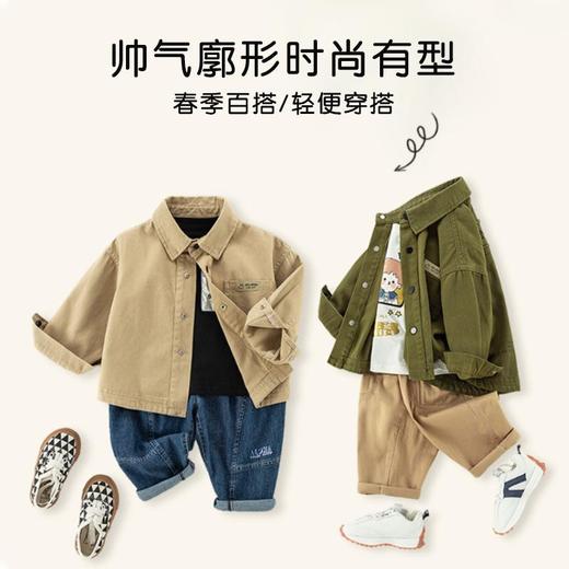 男童衬衫春季宝宝韩版字母上衣小童长袖翻领外套春装儿童纯棉衬衣 商品图3