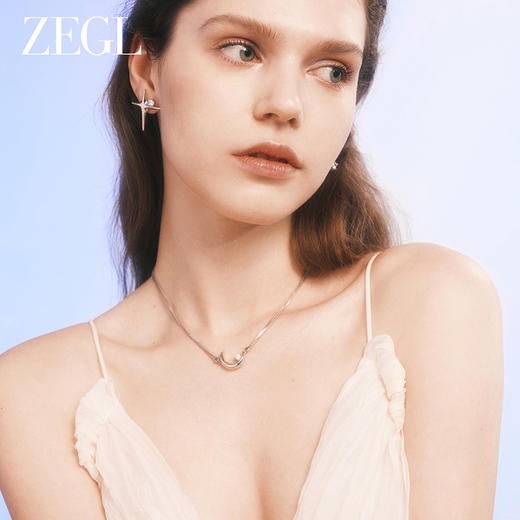 ZEGL设计师月映星河系列925银月亮项链女款2024新款锁骨链高级感 商品图2