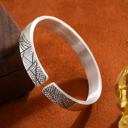 子佩集S999银【梦里幽昙】手镯【YS016】带金色2403 商品图5