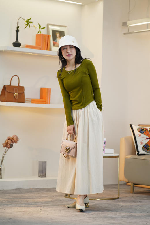 【赫本伞裙】臣禾 鱼骨腰缝剪裁半身裙9241030101【金猪甄选】 商品图3