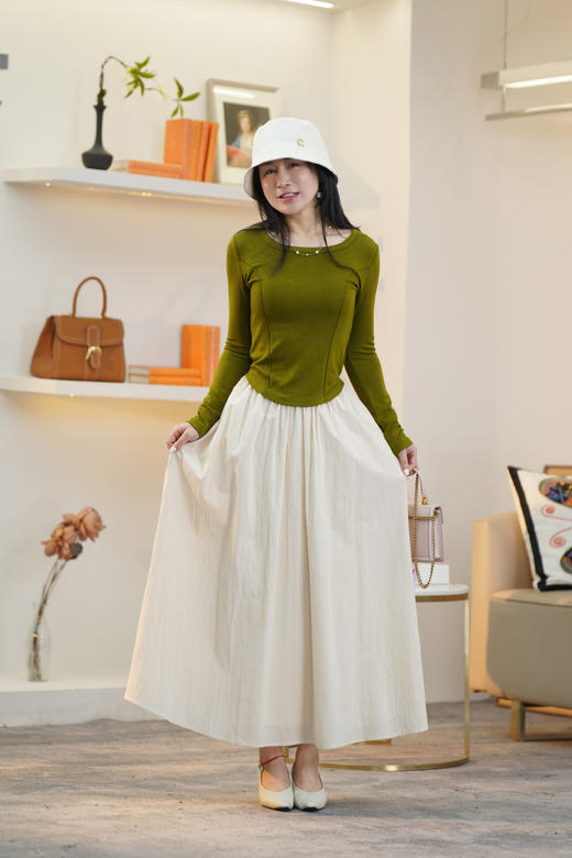 【赫本伞裙】臣禾 鱼骨腰缝剪裁半身裙9241030101【金猪甄选】 商品图2