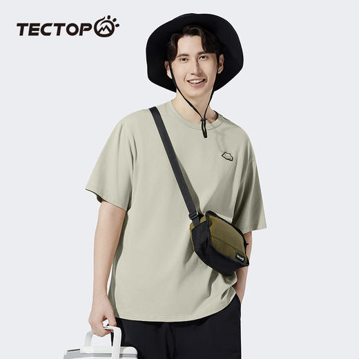 探拓户外纯棉短袖t恤男士宽松潮牌半袖夏季新款纯色上衣简约体恤 商品图1