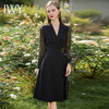 IWY/黑色连衣裙女遮肉显瘦接拼西服裙子正式场合国风长袖裙子春季Q729 商品缩略图2
