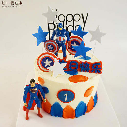 【英雄对决】队长VS超人（可根据寿星的年龄，选择蛋糕前边的岁数数字哦） 商品图3