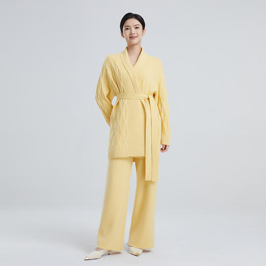 东黎 • 山羊绒女士春秋绞花系带中长款开衫 4040 商品图2