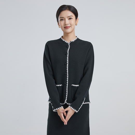 东黎 • 山羊绒女士春秋新中式提花圆领开衫 3834 商品图3