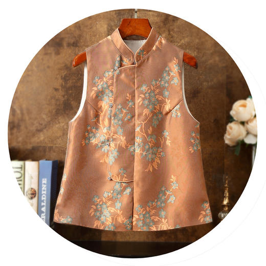 春夏大码修身小立领织锦提花防风背心马甲ZSM230339 商品图4