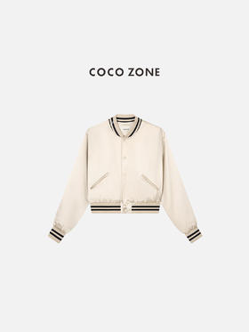 COCOZONE立领小众长袖棒球服亮面螺纹袖口扣外套23C19089