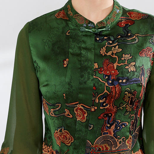 春夏新款，中袖国风上衣半身网纱裙套装改良旗袍气质连衣裙两件套QYM-XY-23X8935-Y 商品图3