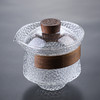 益思泉丨暮雨 锤纹盖碗 高硼硅玻璃 茶具 约230ml 胡桃木 透明/烟灰 商品缩略图1