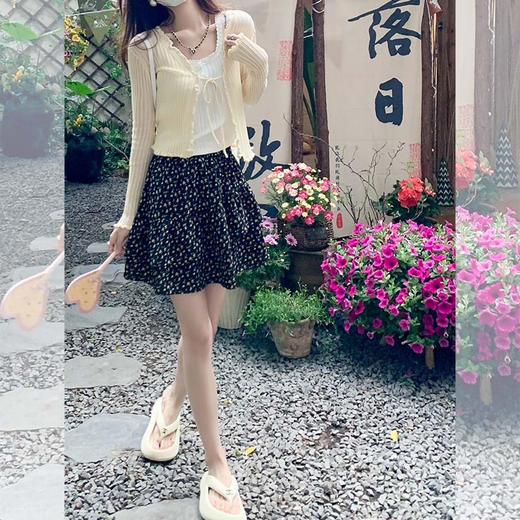 <曾小咸推荐>【学妹有点甜】黄色开衫+吊带+半身裙 商品图2