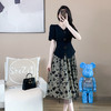 奢姿2025年夏季新款大码女装小香风短袖胖妹妹碎花裙时尚两件套9932952736【1】 商品缩略图1