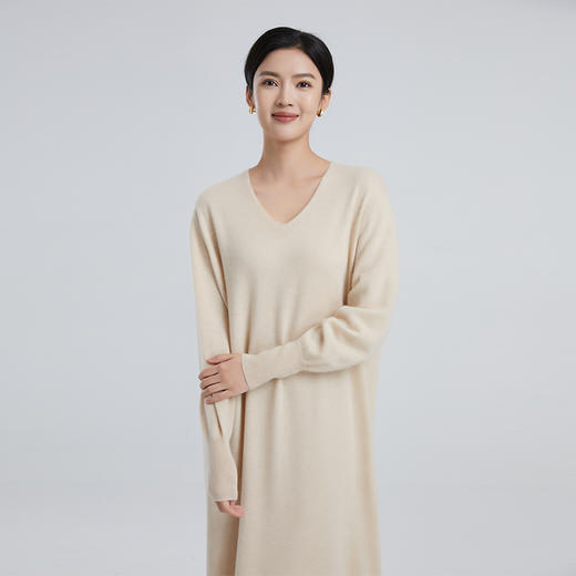 东黎 • 山羊绒女士春秋V领简约两面穿连衣裙 4070 商品图0