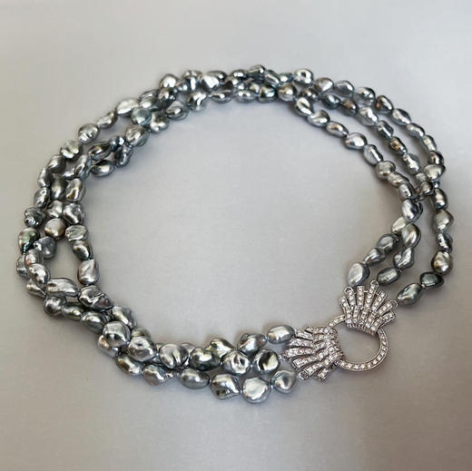 ONLY系列 18K镶钻石和大溪地KESHI珍珠 项链 商品图0