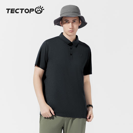 探拓户外夏季新款徒步运动翻领短袖速干衣男士款登山跑步速干T恤 商品图2